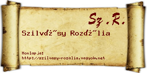 Szilvásy Rozália névjegykártya